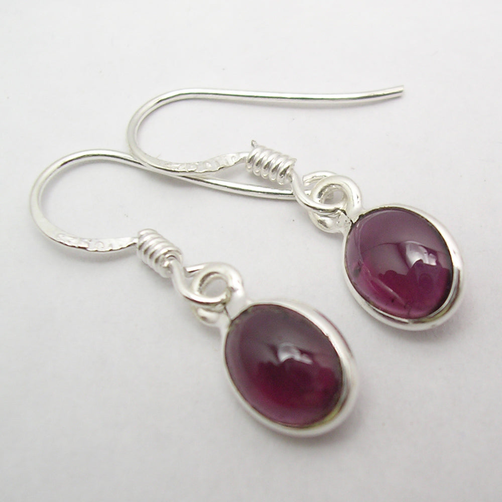 925 Sterling Silver Garnet Drop Earring