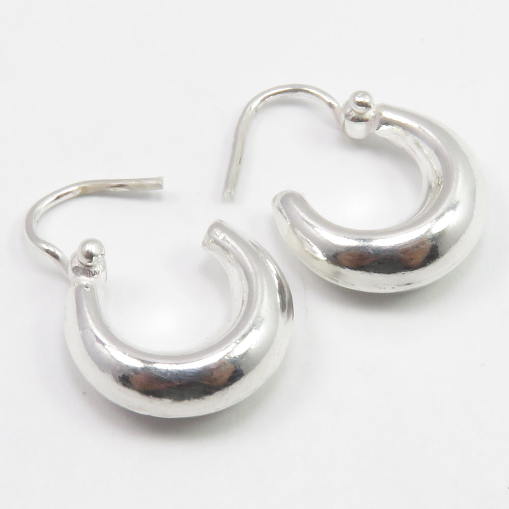 925 Sterling Silver Huggie Hoops Earrings 12mm