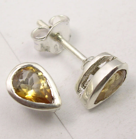 925 Sterling Silver Citrine Earring 0.8cm