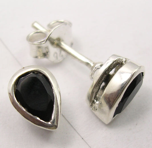 925 Sterling Silver Onyx Earring 0.8cm