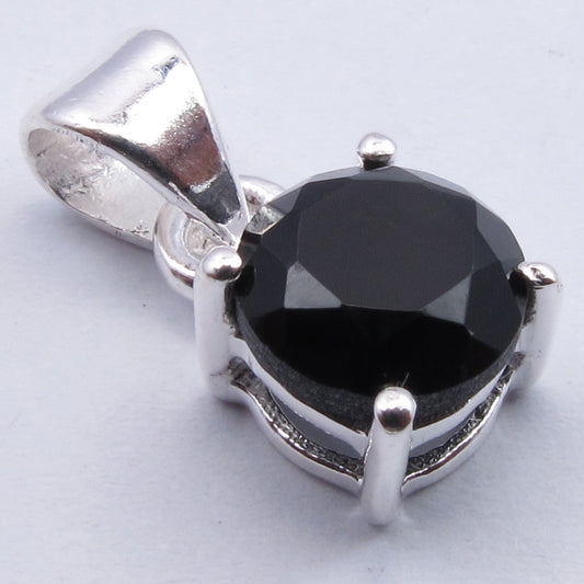 925 Silver Black Onyx Round Pendant