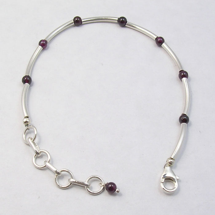 925 Sterling Silver Garnet Bracelet