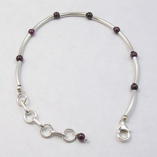 925 Sterling Silver Garnet Bracelet